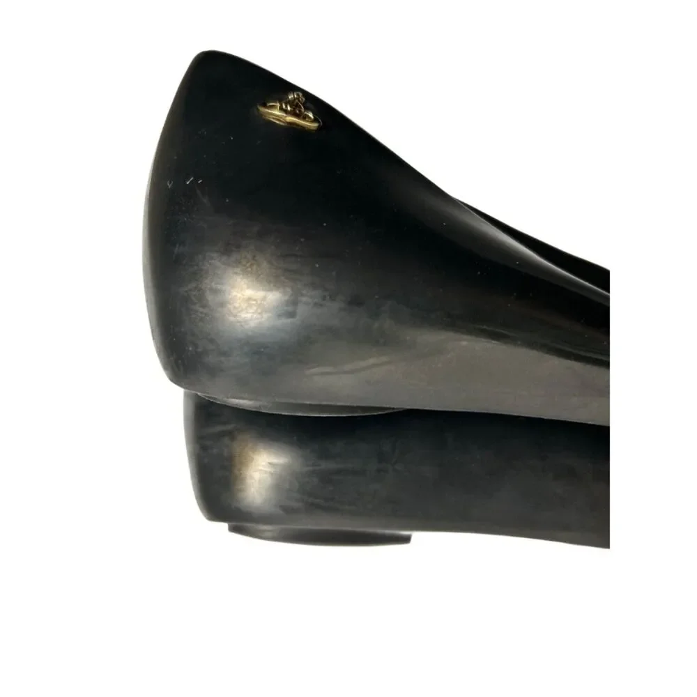 Vivienne Westwood Melissa Ultragirl Jelly Flats Tortoiseshell Bow Peep Toe Black